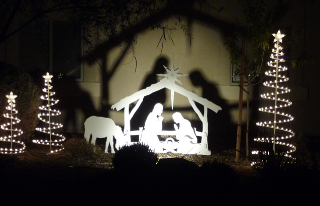 Nativity with lighted star