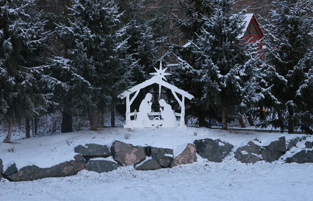 Nativity with lighted star