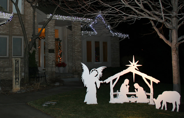 Nativity with lighted star