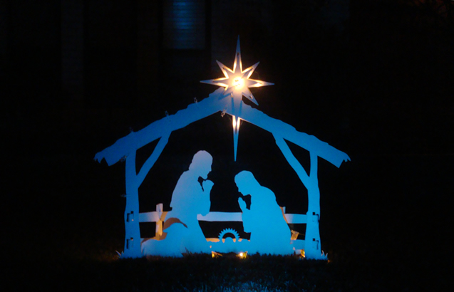 Nativity with lighted star